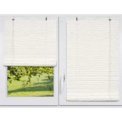 LUANCE Store enrouleur extérieur effet rotin (120 x 180 cm) Tanoa Blanc Best
