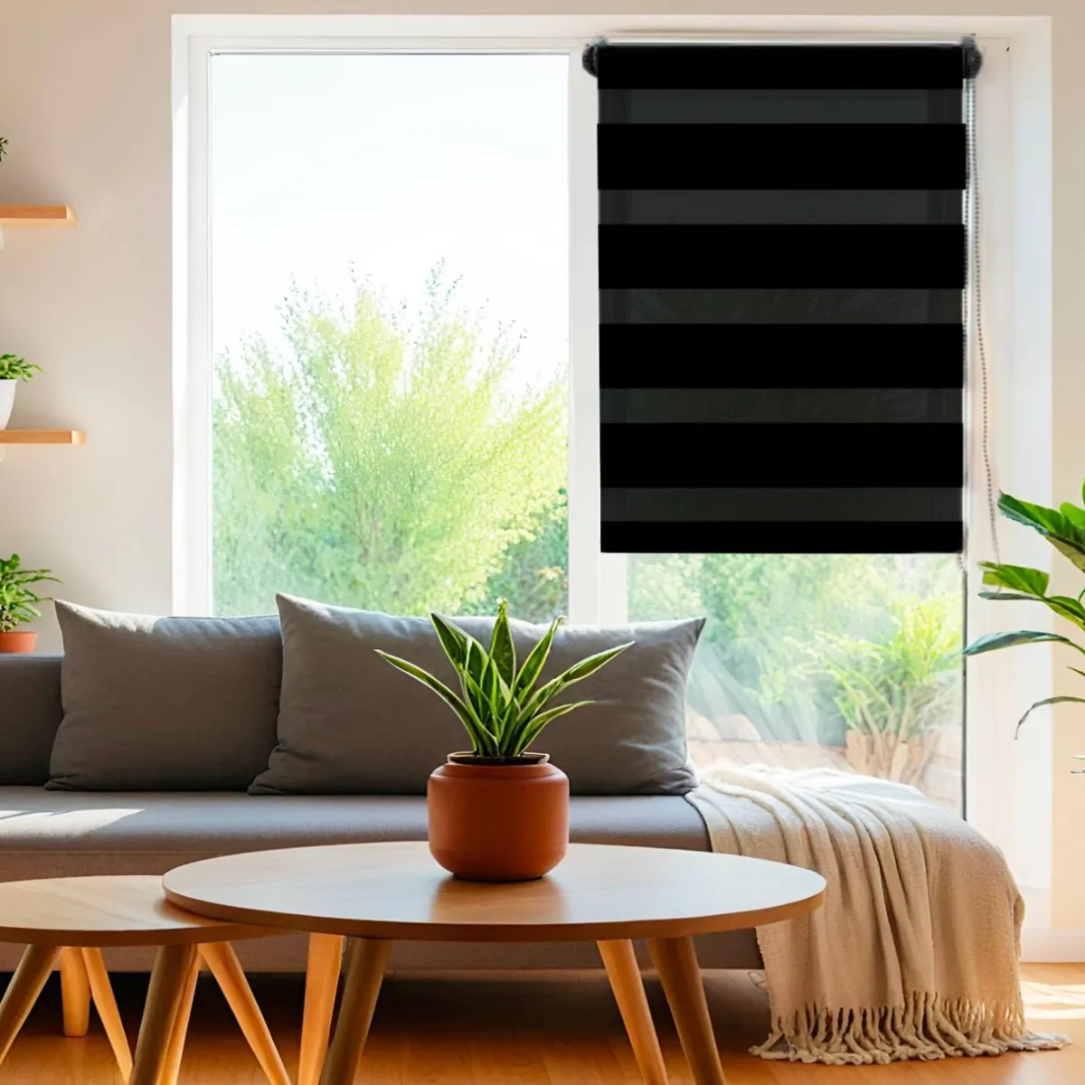 LUANCE Store enrouleur Jour / Nuit (45 x 180 cm) Noir