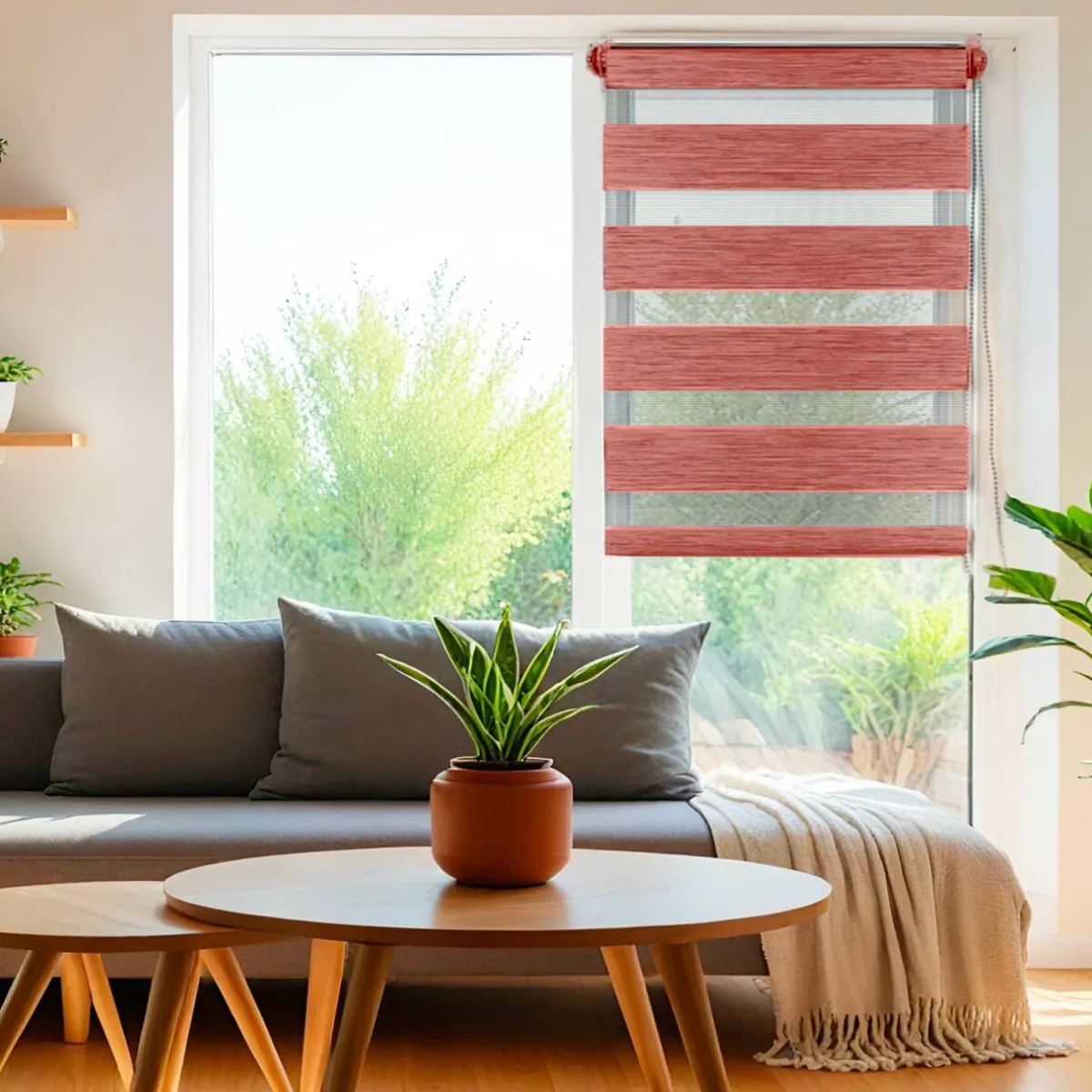 LUANCE Store enrouleur Jour / Nuit (75 x 180 cm) Terracotta Hot
