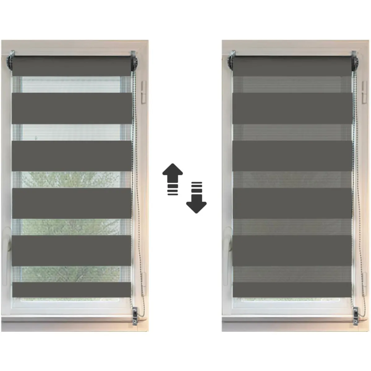 LUANCE Store enrouleur Jour / Nuit (60 x 250 cm) Gris Anthracite Sale