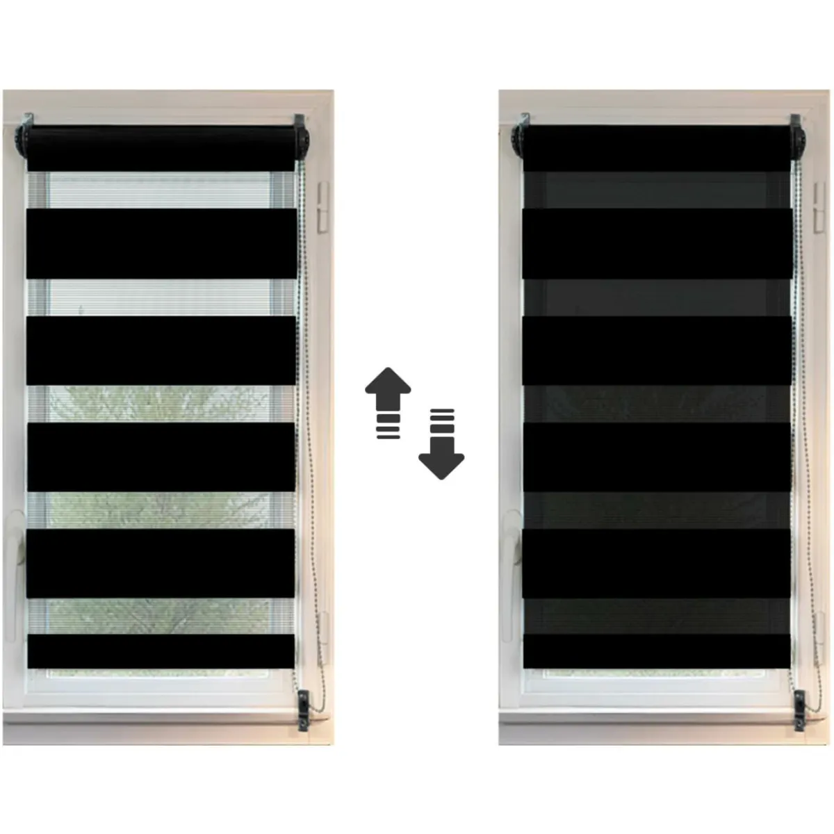LUANCE Store enrouleur Jour / Nuit (60 x 90 cm) Noir