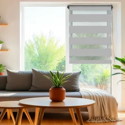 LUANCE Store enrouleur Jour / Nuit (45 x 180 cm) Gris clair Clearance