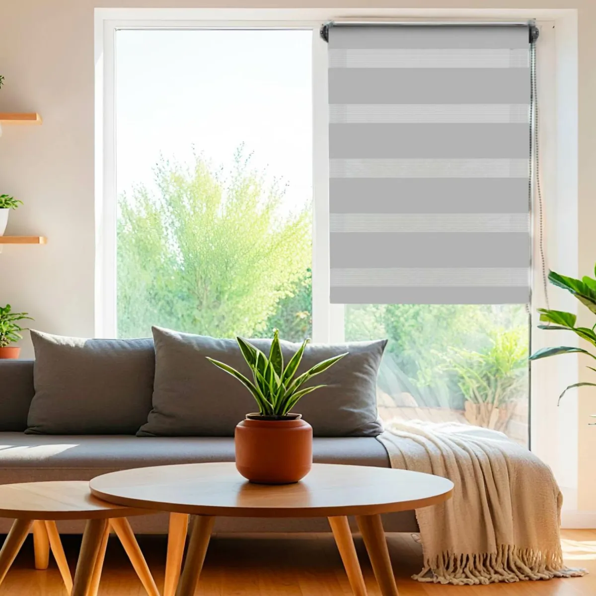 LUANCE Store enrouleur Jour / Nuit (45 x 180 cm) Gris clair Clearance
