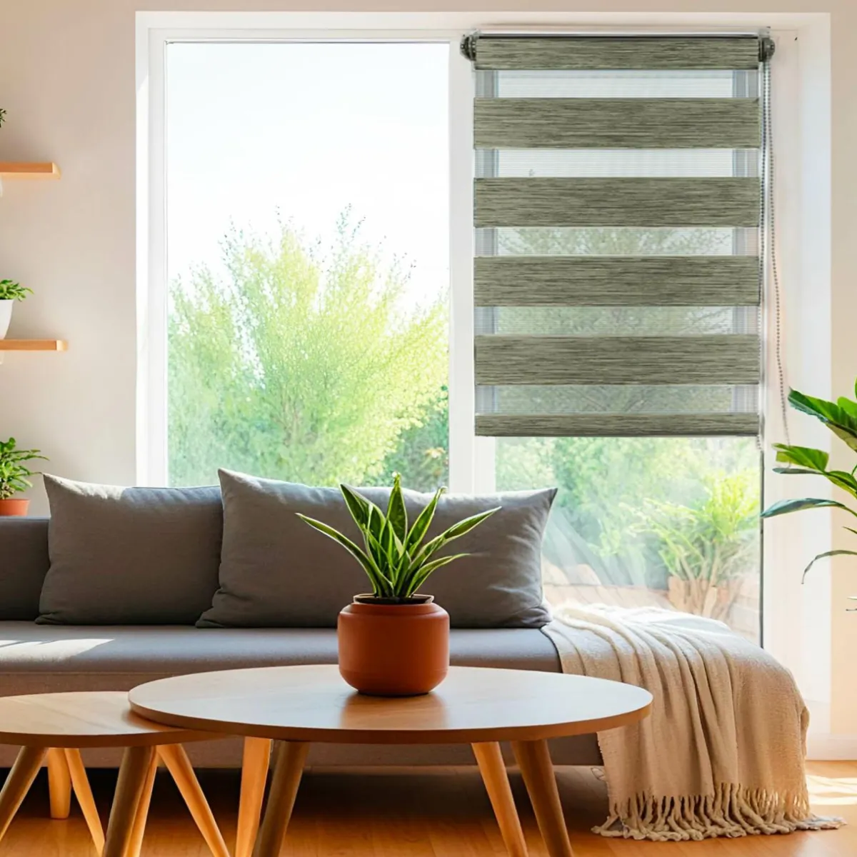 LUANCE Store enrouleur Jour / Nuit (90 x 180 cm) chiné Vert Hot