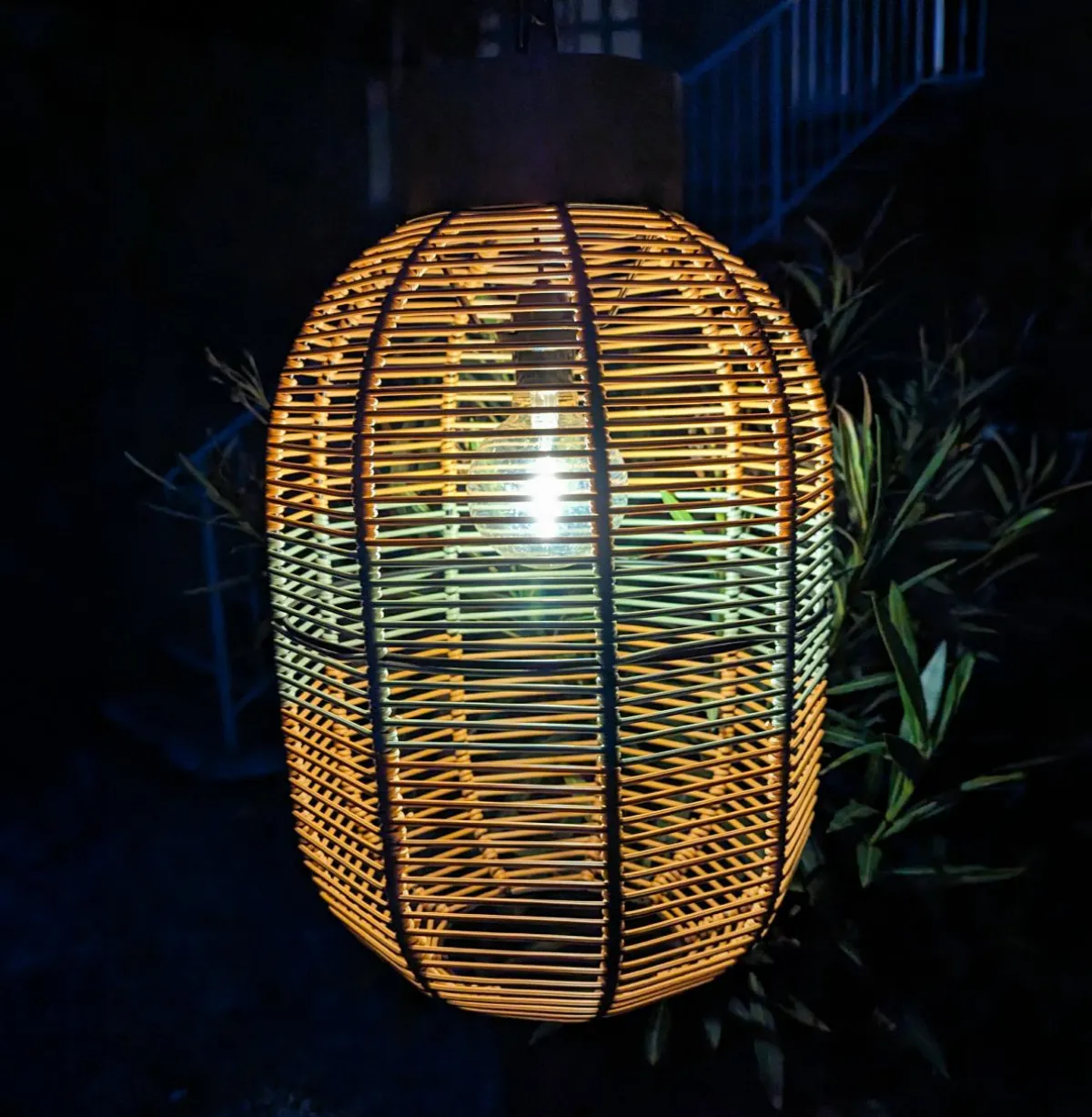 #N/A Suspension de jardin solaire résine tressée LED (D27 cm) Toscane Vert Clearance
