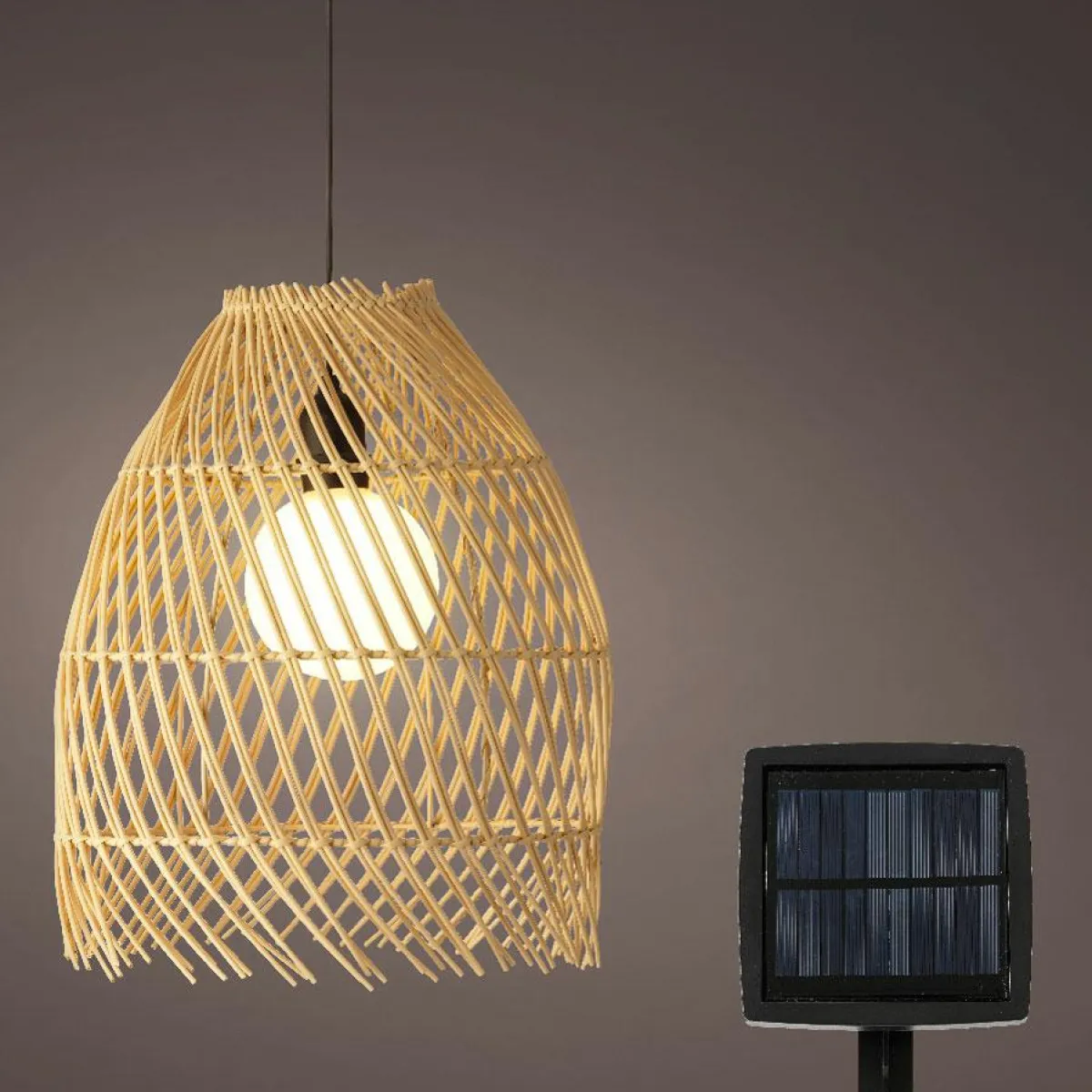 #N/A Suspension de jardin solaire LED (D28 cm) Tropical Naturel Beige Online