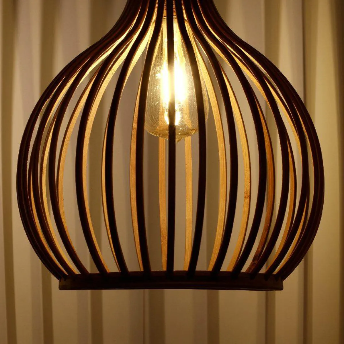 #N/A Suspension de jardin solaire LED (H40 cm) Bambou naturel Beige Outlet