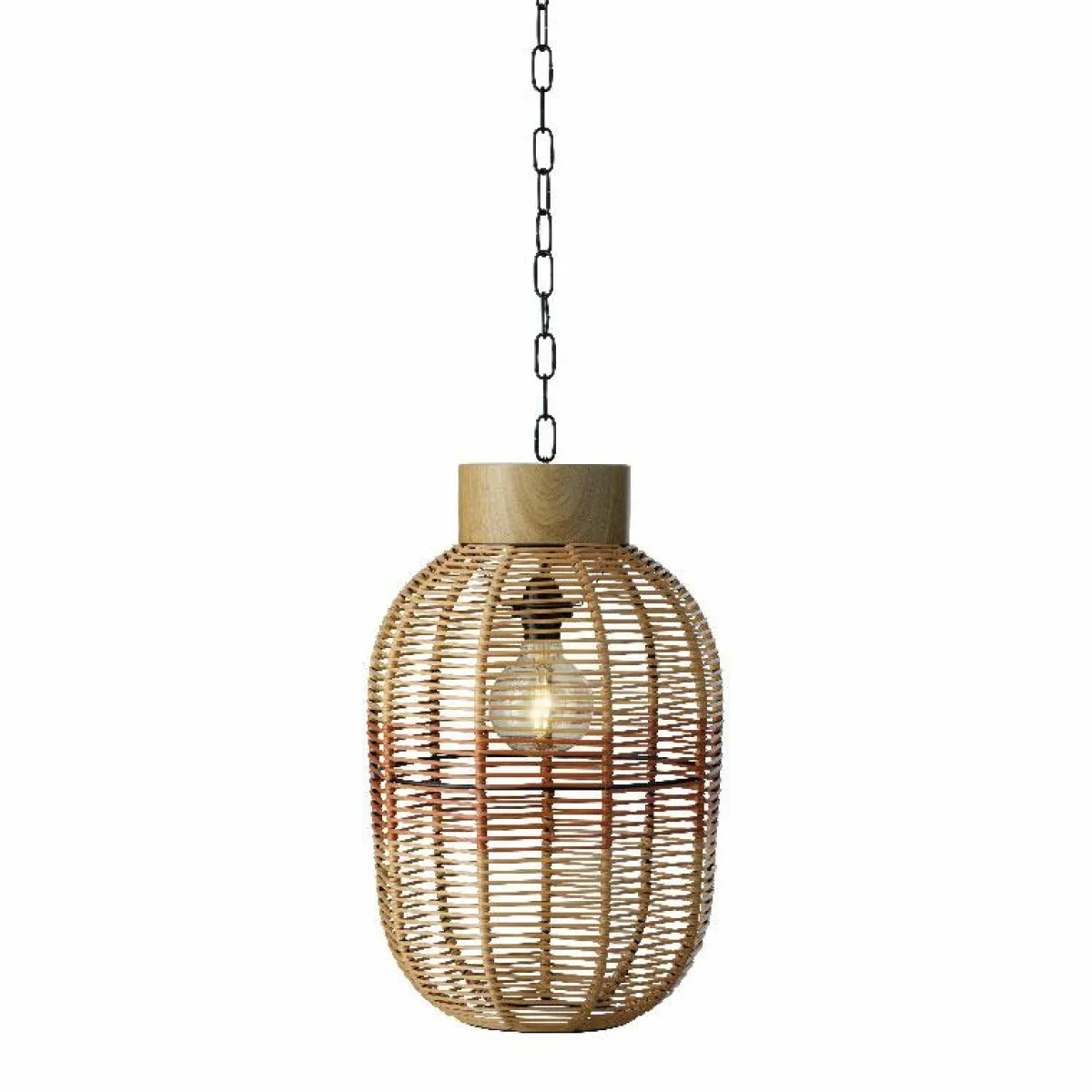 #N/A Suspension de jardin solaire résine tressée LED (D27 cm) Toscane Terracotta Orange Clearance