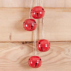 JJA Suspension de Noël déco (H55 cm) Grelots en métal Rouge