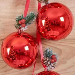 FEERIC LIGHTS Suspension de Noël déco (H22 cm) Boules Luxe Rouge Online