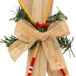 JJA Suspension de Noël en bois (H45 cm) Paire de ski Naturel New