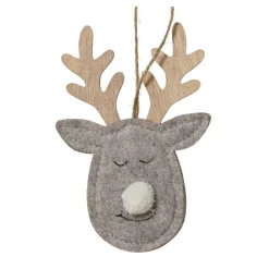 KAEMINGK Suspension de Noël en bois (H15 cm) Cerf majesté des bois Gris New