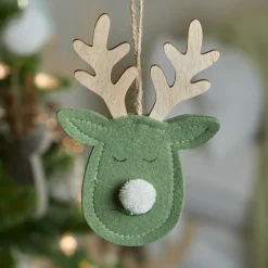 KAEMINGK Suspension de Noël en bois (H15 cm) Cerf majesté des bois Vert Clearance