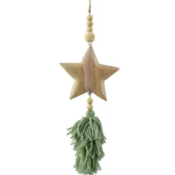 KAEMINGK Suspension de Noël en bois (H25 cm) Étoile en bois Vert Discount