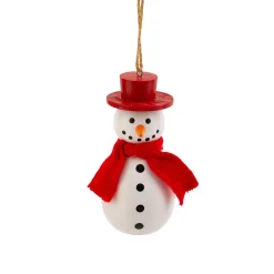 JJA Suspension de Noël en bois (H10 cm) Charmant bonhomme de neige et blanc Rouge Clearance