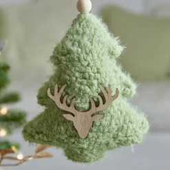 KAEMINGK Suspension de Noël en bois (H15 cm) Sapin fourrure Vert menthe Best