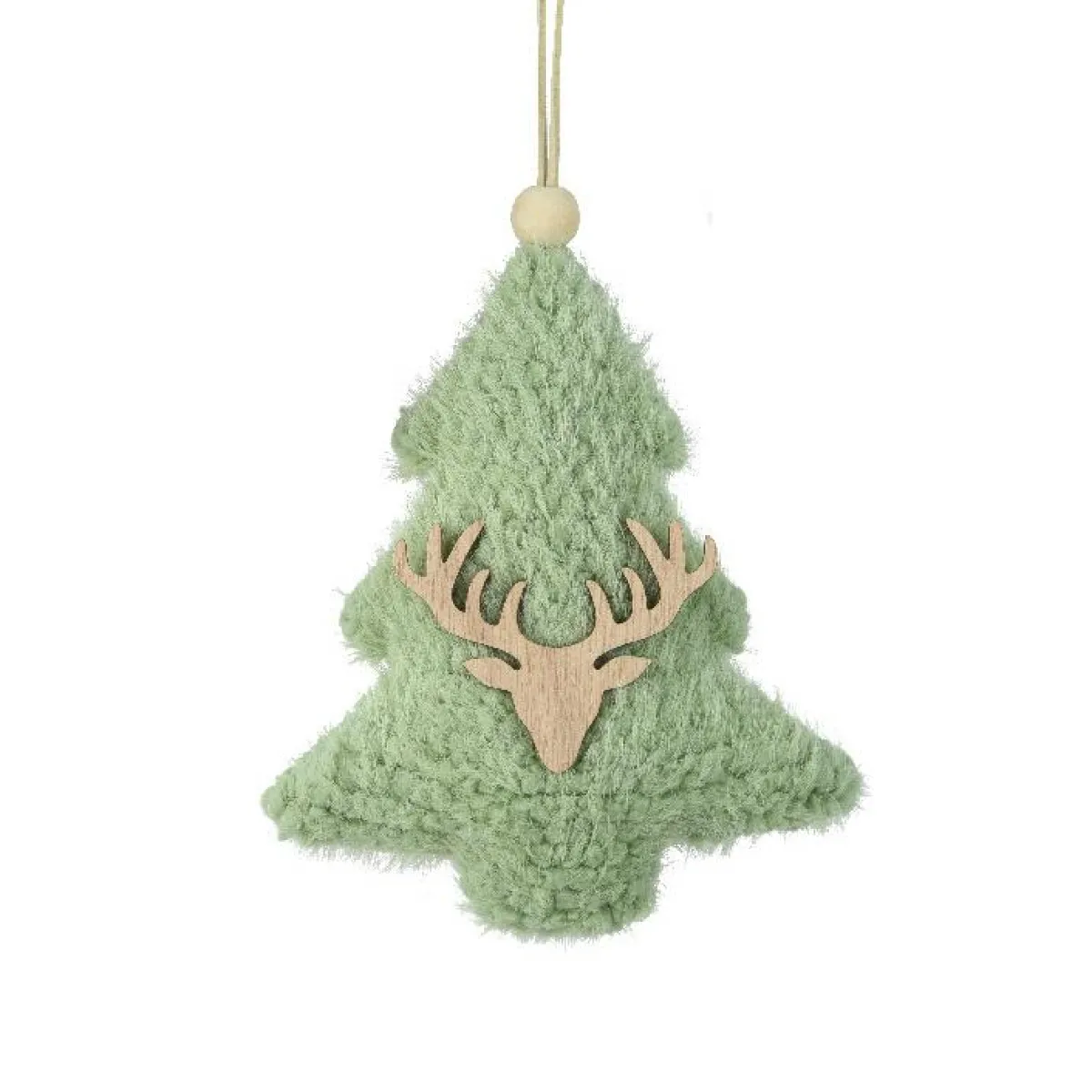KAEMINGK Suspension de Noël en bois (H15 cm) Sapin fourrure Vert menthe Best