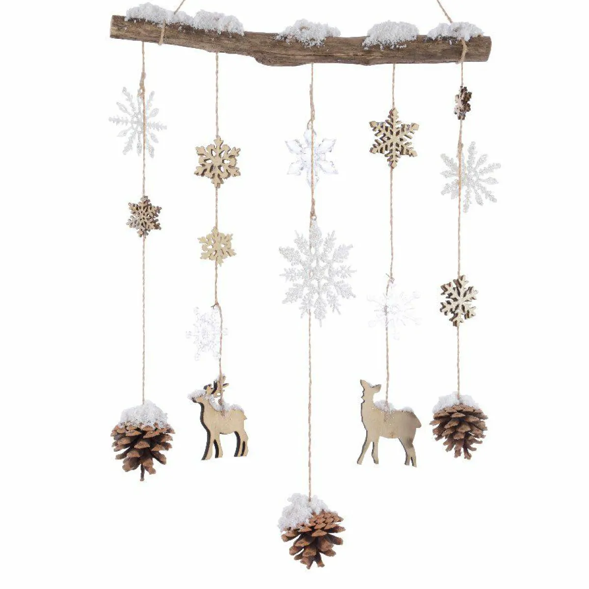 KAEMINGK Suspension de Noël en bois (H75 cm) Floconet enneigé Naturel Clearance