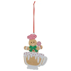 FEERIC LIGHTS Suspension de Noël en bois (H12 cm) Bonhomme cuisinier et tasse Multicolore Outlet
