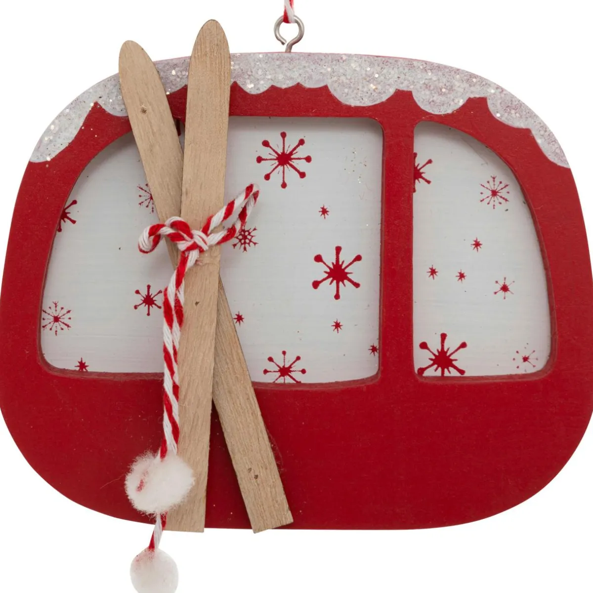 JJA Suspension de Noël en bois (H12,5 cm) Télécabine de Savoie Rouge Best
