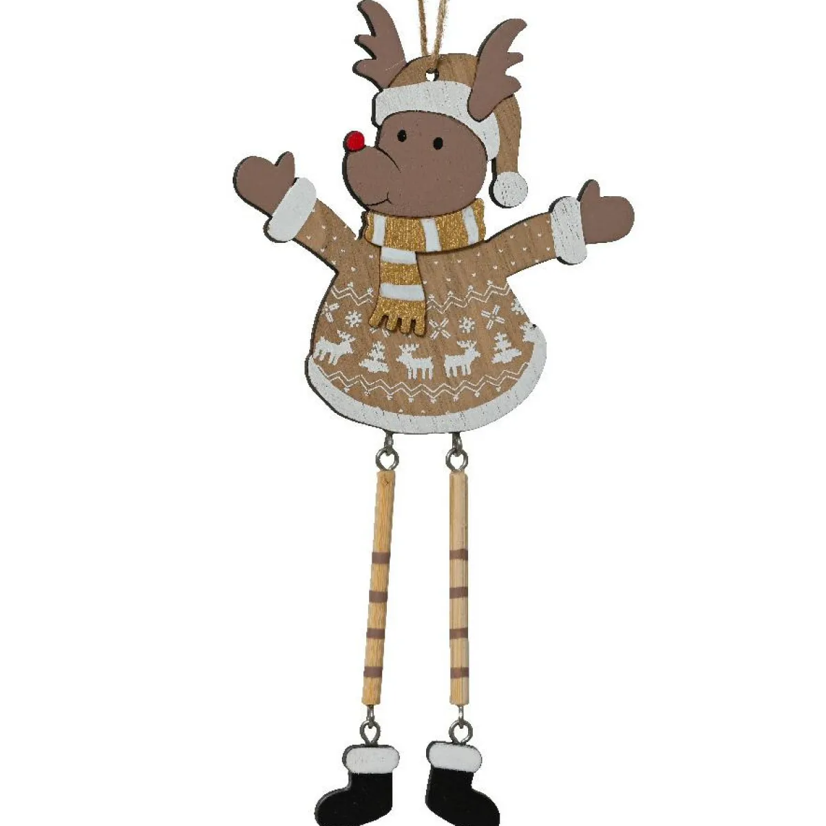KAEMINGK Suspension de Noël en feutrine et bois (H20 cm) Renne Arsène Marron Best