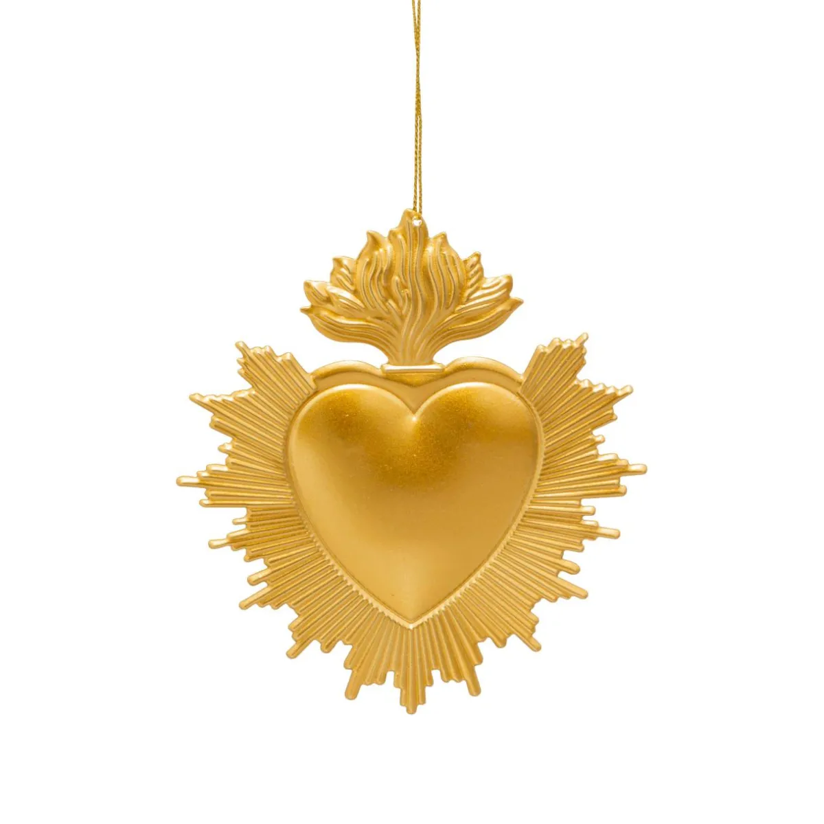 JJA Suspension de Noël en métal (H14 cm) Cœur Exvoto Dé Or Best