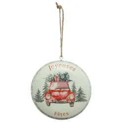 FEERIC LIGHTS Suspension de Noël en métal (D10 cm) Joyeuses Fêtes Rouge Best