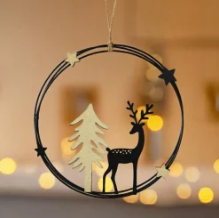 KAEMINGK Suspension de Noël en métal (D18 cm) Renne chic et doré Noir Best
