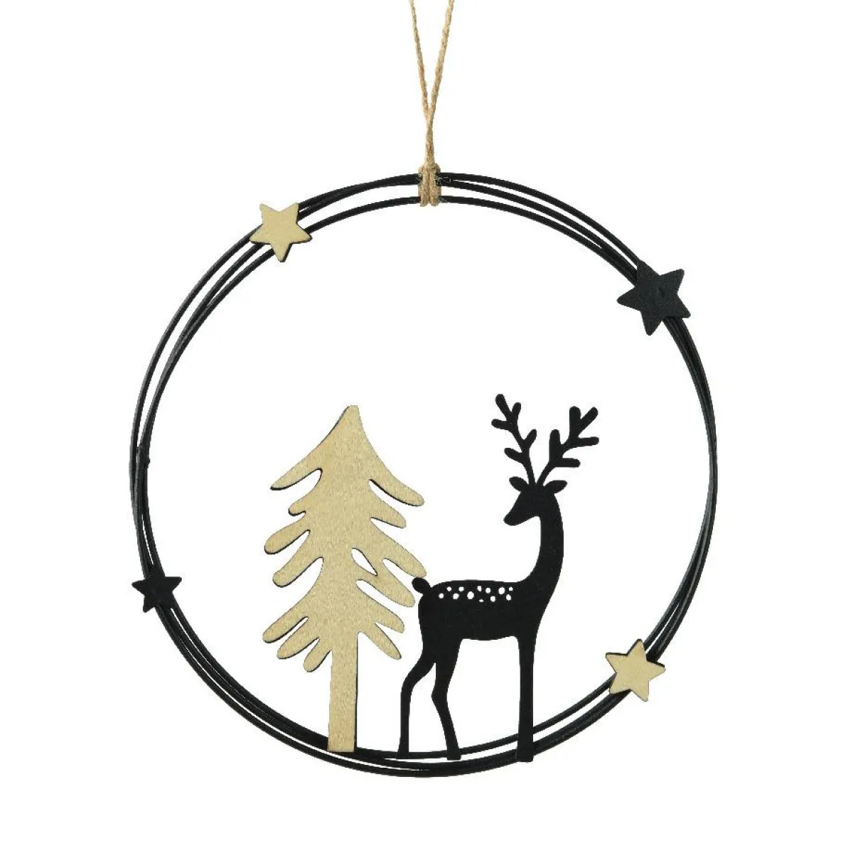 KAEMINGK Suspension de Noël en métal (D18 cm) Renne chic et doré Noir Best