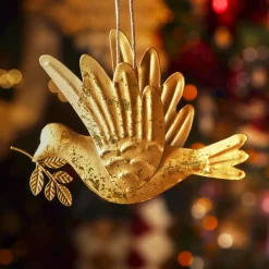 KAEMINGK Suspension de Noël en métal (H9 cm) Pigeon lumière Or Discount