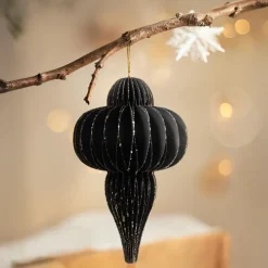 KAEMINGK Suspension de Noël en papier (H20 cm) fermeture Magnétique Noir
