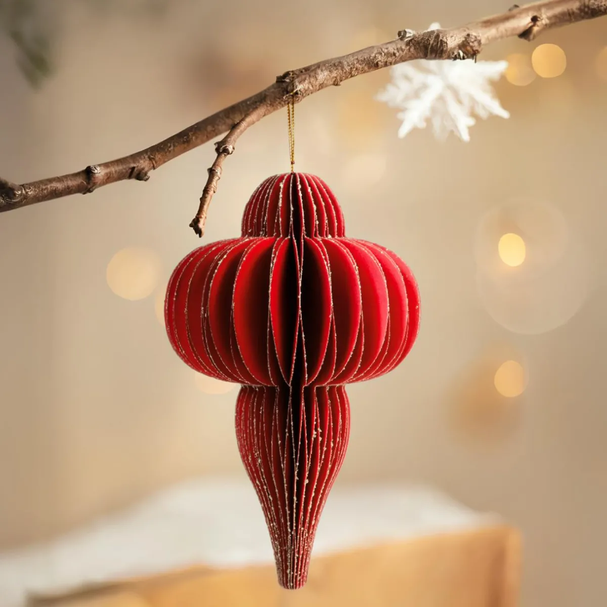 KAEMINGK Suspension de Noël en papier (H20 cm) fermeture Magnétique Rouge Sale