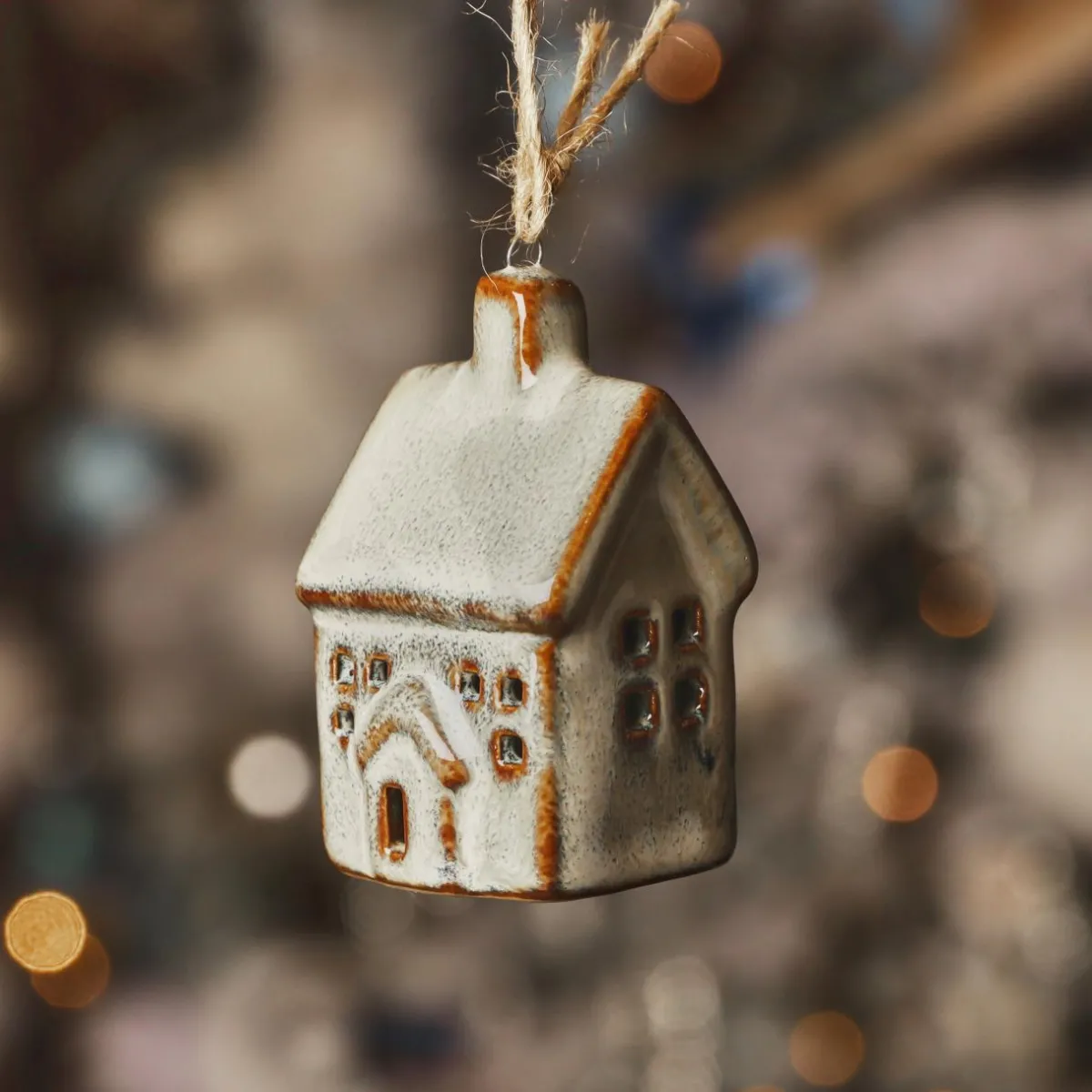 KAEMINGK Suspension de Noël en porcelaine (H7 cm) Maison douce Beige Sale