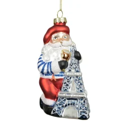 KAEMINGK Suspension de Noël en verre (H14 cm) Père Noël Parisien Multicolore Discount