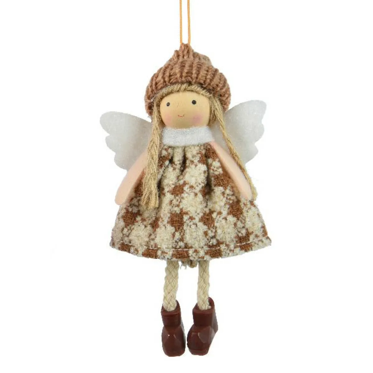 KAEMINGK Suspension de Noël (H13 cm) Ange Isy Marron New
