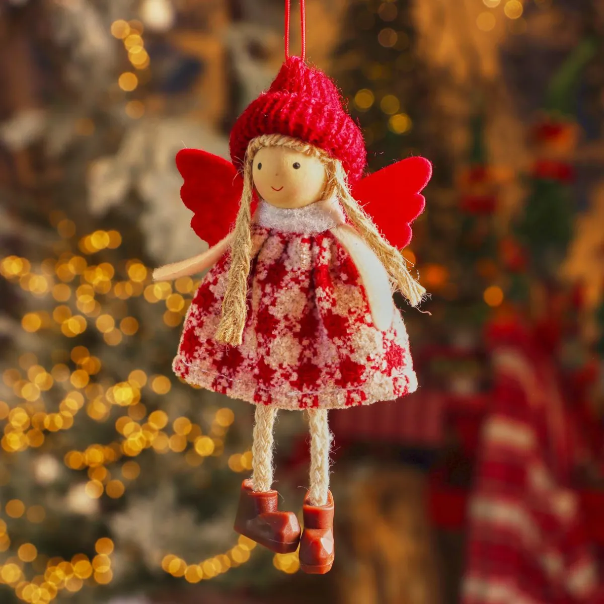 KAEMINGK Suspension de Noël (H13 cm) Ange Isy Rouge