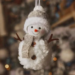 KAEMINGK Suspension de Noël (H13 cm) Bonhomme de neige Glacy Gris New