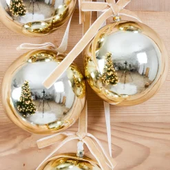 JJA Suspension de Noël (H70 cm) Boules et nœud velours Dé Or Discount