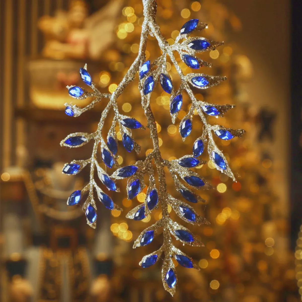KAEMINGK Suspension de Noël (H24 cm) Branche diamant Bleu nuit New
