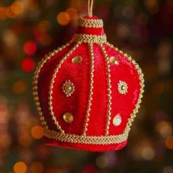 KAEMINGK Suspension de Noël (H10 cm) Couronne velours Rouge New
