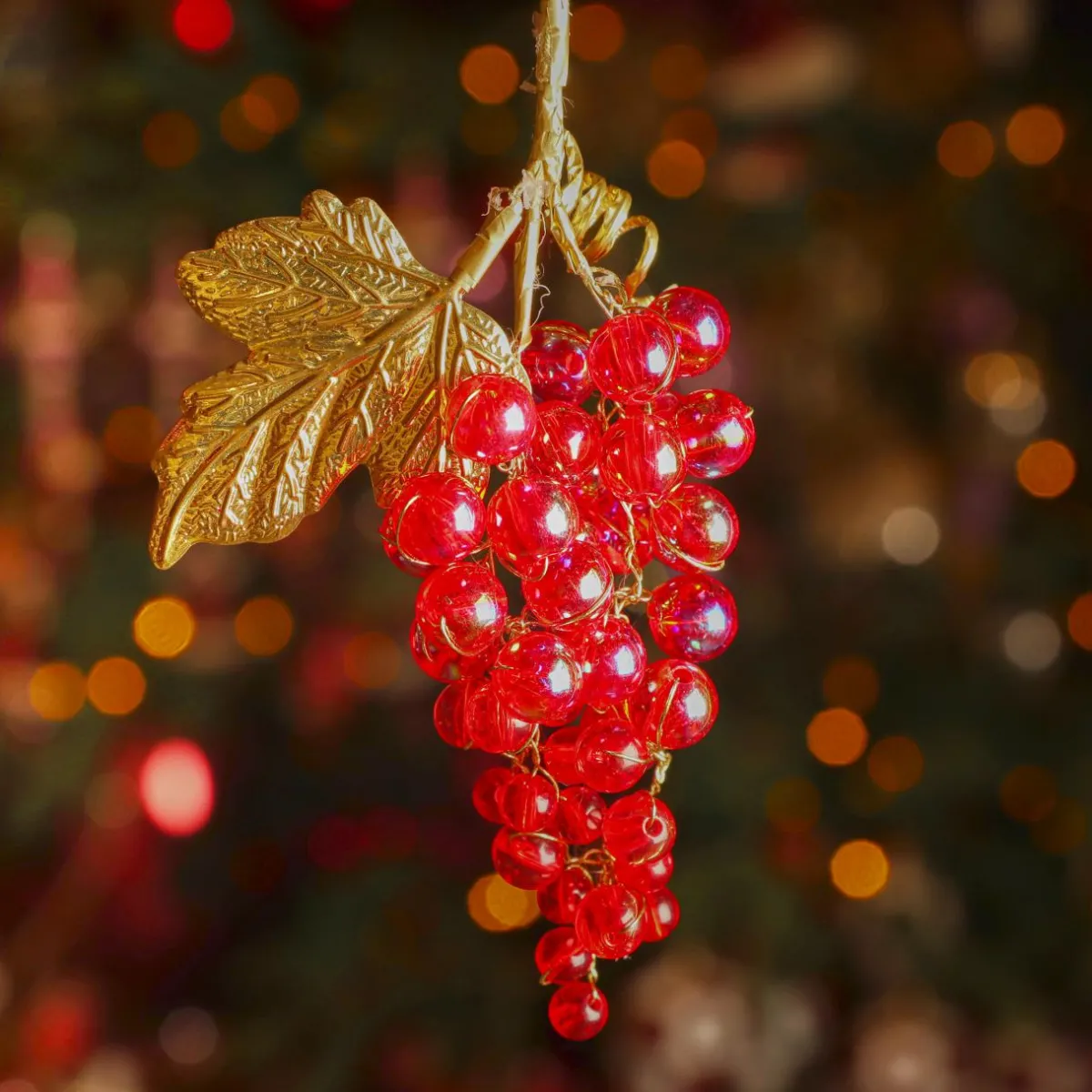 KAEMINGK Suspension de Noël (H11 cm) Grappe givré et or Rouge Hot