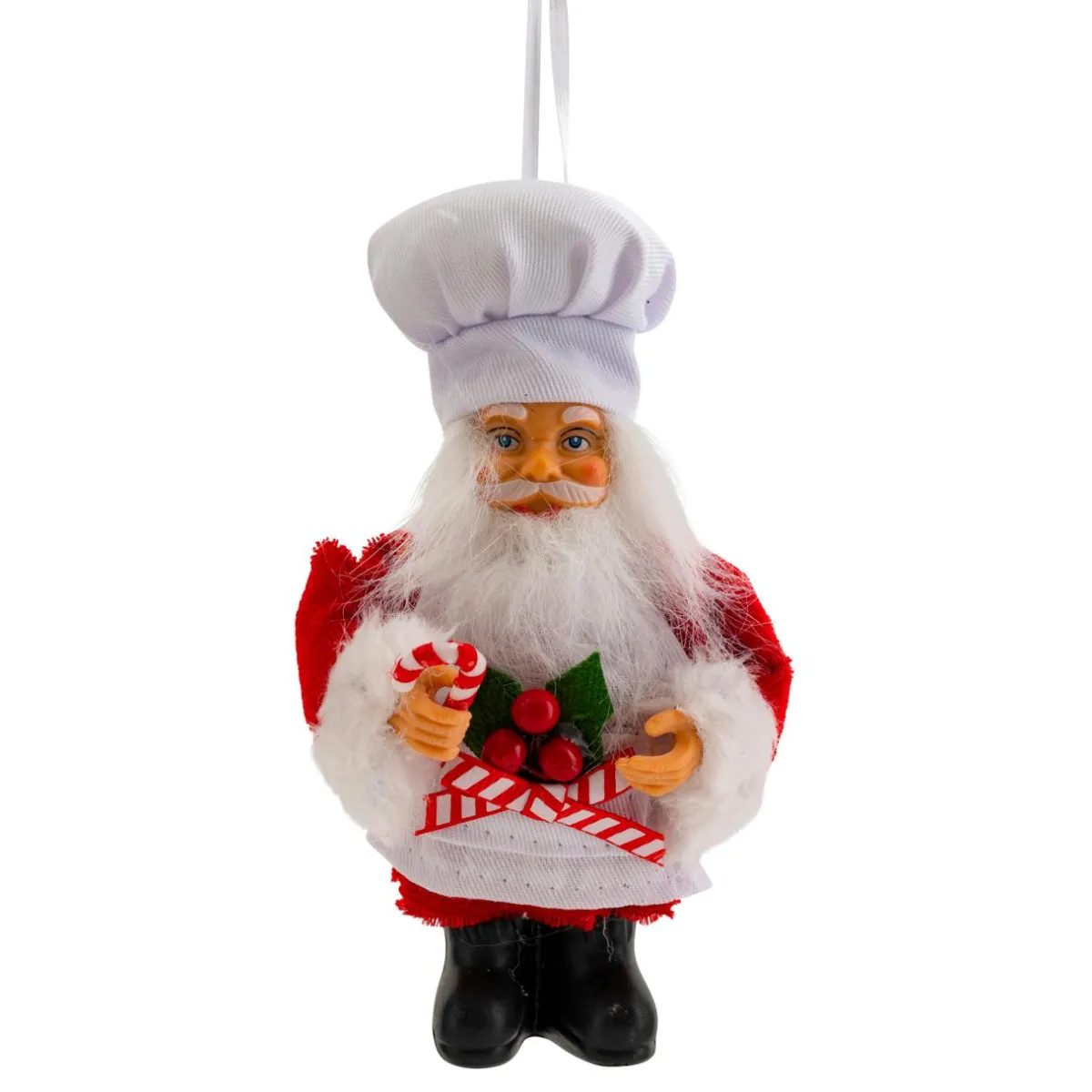 JJA Suspension de Noël (H13 cm) Père Noël Pâtissier Rouge et Blanc Discount