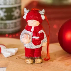 KAEMINGK Suspension de Noël terre cuite (H8 cm) Chérubin Rouge Clearance