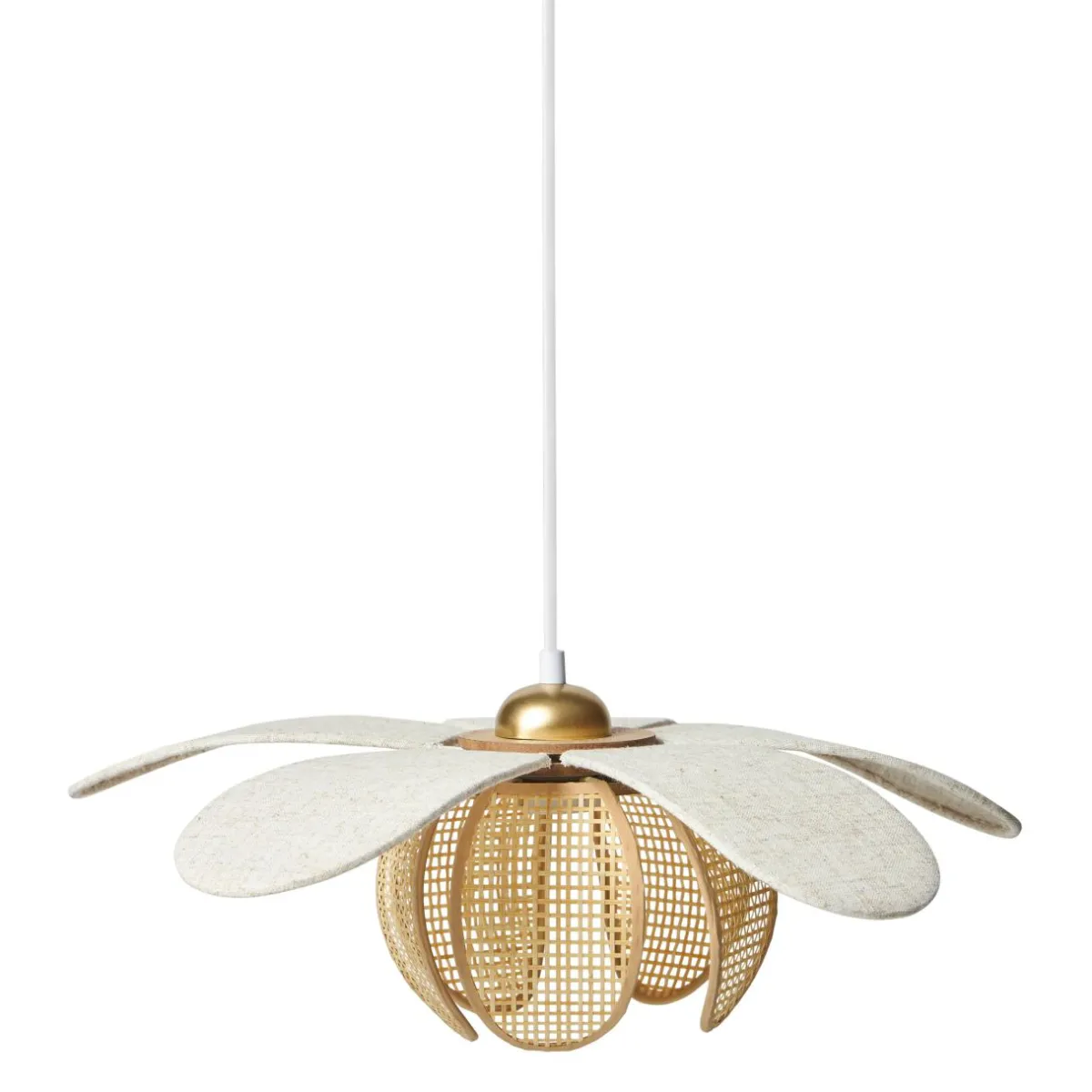 OSTARIA Suspension lin et bambou (D50 cm) Madagascar Beige New
