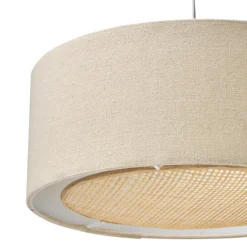 OSTARIA Suspension lin et bambou (D35 cm) Ambre Beige