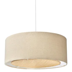 OSTARIA Suspension lin et bambou (D35 cm) Ambre Beige