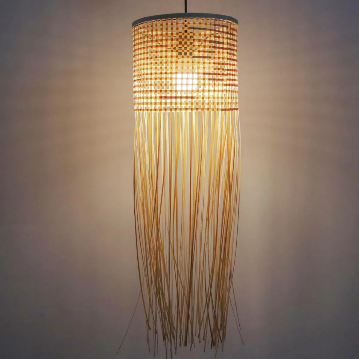 EMINZA Suspension lumineuse à franges en bambou (H85 cm) Maoki Naturel Discount