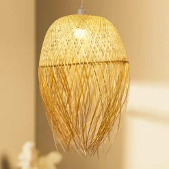 EMINZA Suspension lumineuse à franges en bambou (H70 cm) Huelva Naturel Best