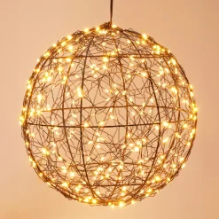 KOOPMAN Suspension lumineuse 300 micro LED (D25 cm) Lueur Polaire Noir et Blanc chaud Outlet