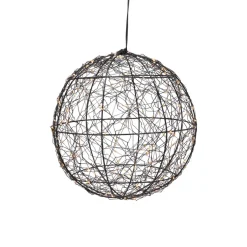 KOOPMAN Suspension lumineuse 300 micro LED (D25 cm) Lueur Polaire Noir et Blanc chaud Outlet